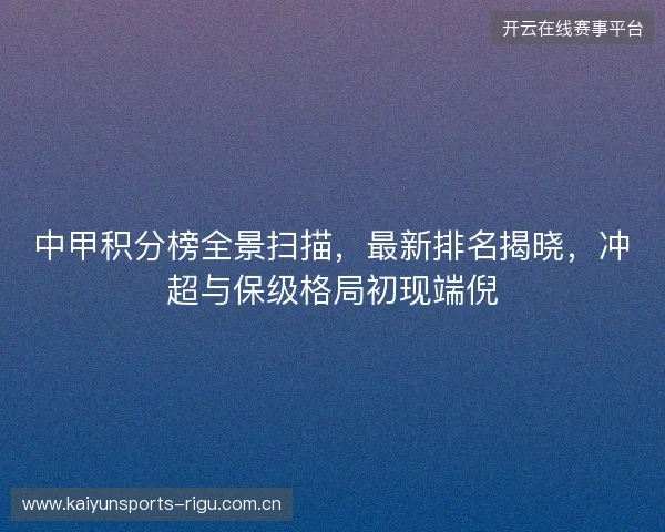 中甲积分榜全景扫描，最新排名揭晓，冲超与保级格局初现端倪